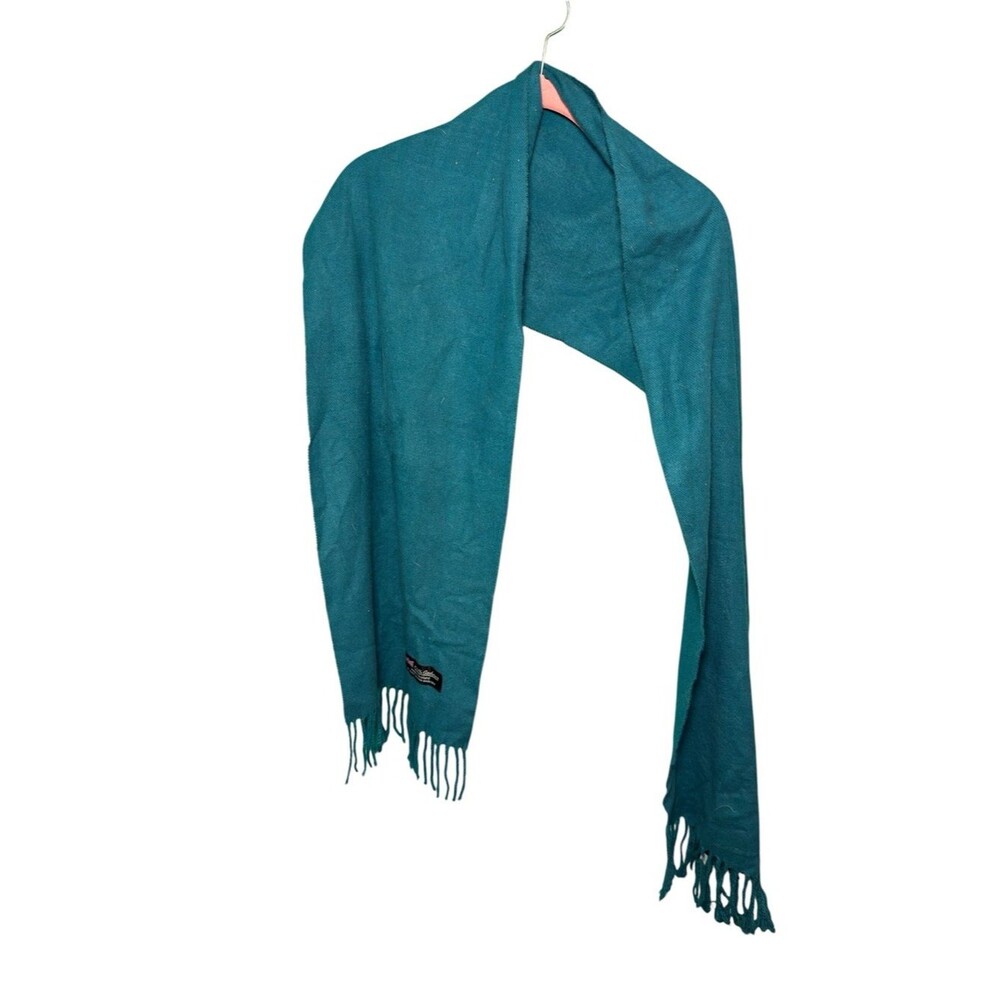 100% Cashmere Scarf Made in Scotland — Teal Peacock Blue Luxury
